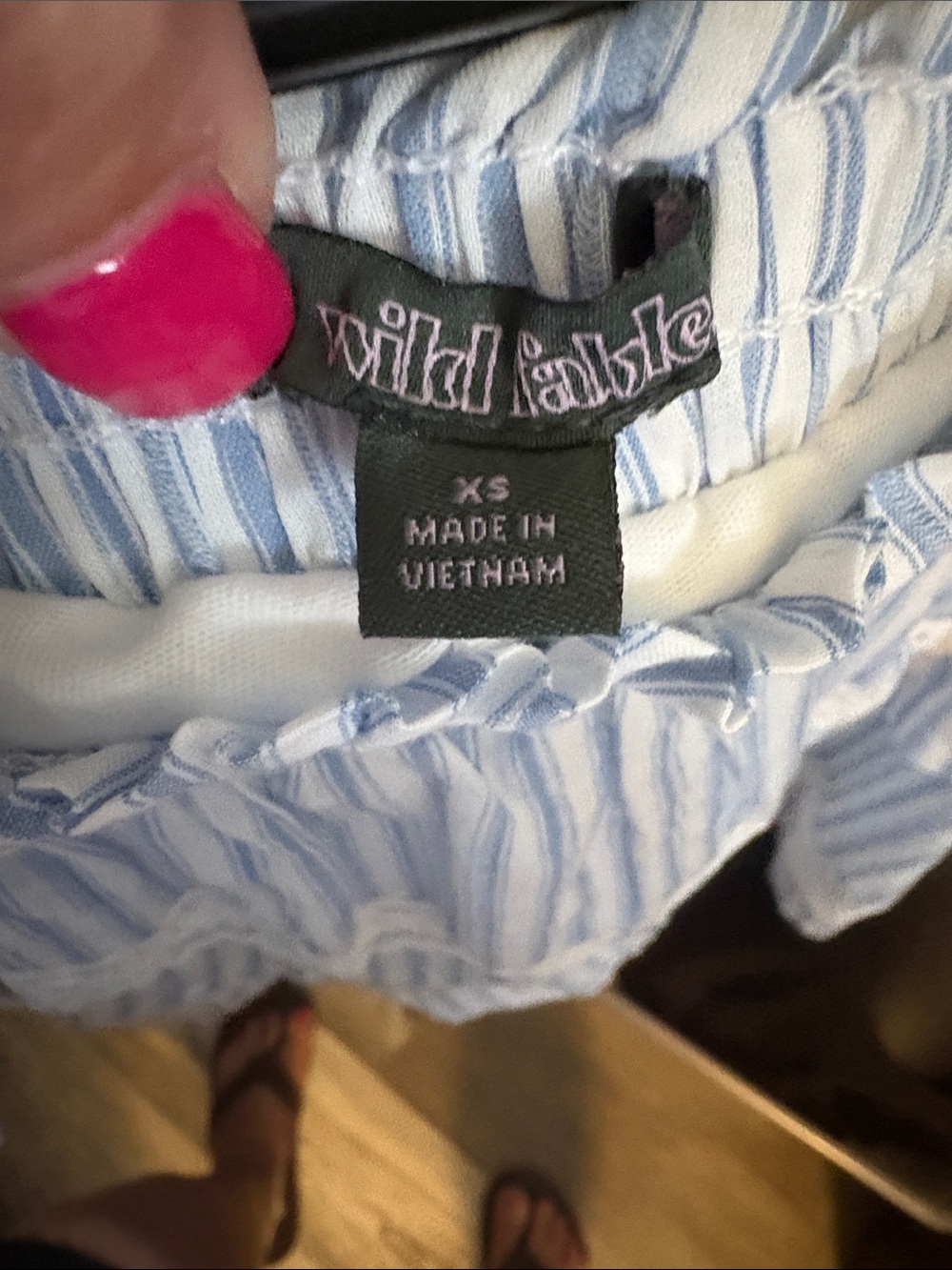 wild fable Light Blue and White Striped Ruffle Lace Mini Skort - Picture 3 of 5